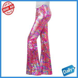Sequin Flare Pants High Waisted Bell Bottoms Glitter Party Disco